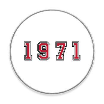 1971 year number - Round  fridge magnet - white - Front