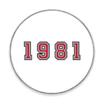 1981 Jahr Zahl - Runder Kühlschrankmagnet - Weiß - Vorne