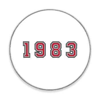1983 year number - Round  fridge magnet - white - Front
