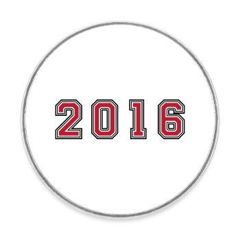 2016 year number - Round  fridge magnet - white - Front