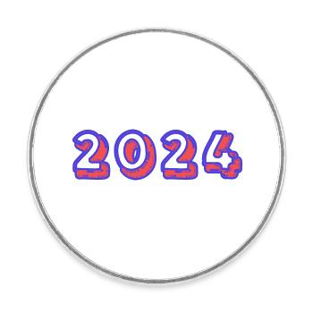 2024 - Runder Kühlschrankmagnet - Weiß - Vorne