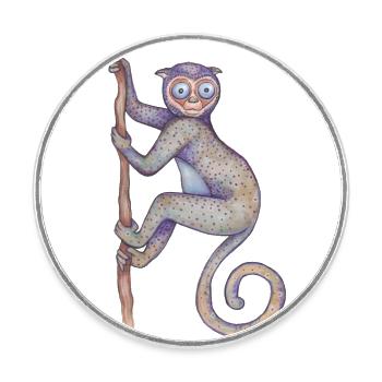 Sifaka - Round  fridge magnet - white - Front
