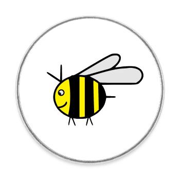Bourdon d’abeille volante jaune - idée cadeau - Magnet rond - blanc - Devant