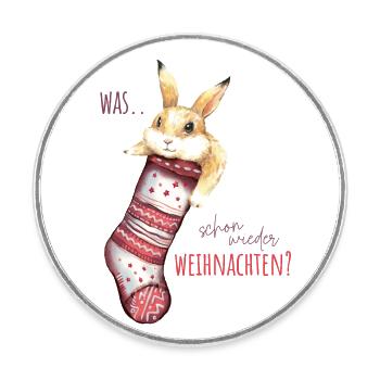 T-shirt for children - what? CHRISTMAS AGAIN - Round  fridge magnet - white - Front