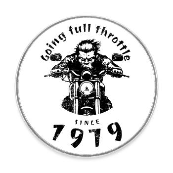 45. Geburtstag Going full throttle since 1979 - Runder Kühlschrankmagnet - Weiß - Vorne