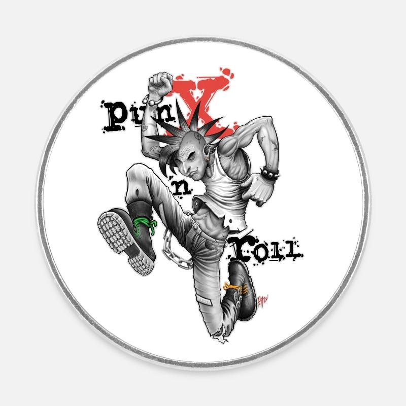 Punk 'n' roll - v1 - Round  fridge magnet - white