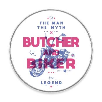 Metzger und Biker der Mann der Mythos die Legende - Runder Kühlschrankmagnet - Weiß - Vorne