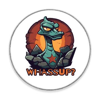Was geht ab, cooler Dino-Echsen? - Runder Kühlschrankmagnet - Weiß - Vorne