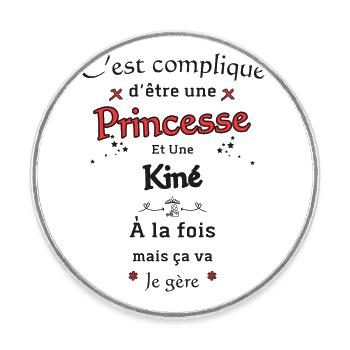 Princesse et kiné - Magnet rond - blanc - Devant