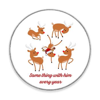 Crazy rendeer - Round  fridge magnet - white - Front
