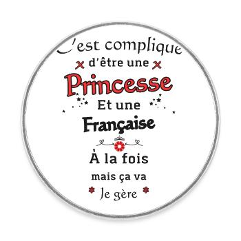 Princesse Française - Magnet rond - blanc - Devant