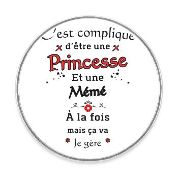 Princess Granny - Round  fridge magnet - white - Front
