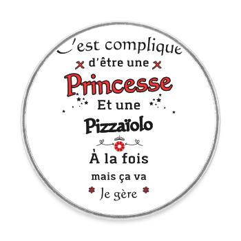 Princesse Pizzaïolo - Magnet rond - blanc - Devant