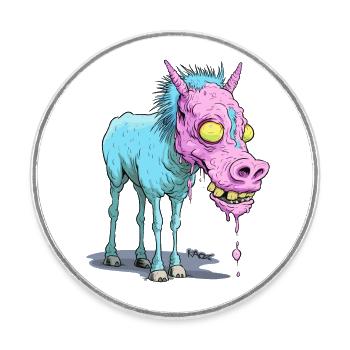 Visage fondant : Cul de zombie de bonbons - Magnet rond - blanc - Devant