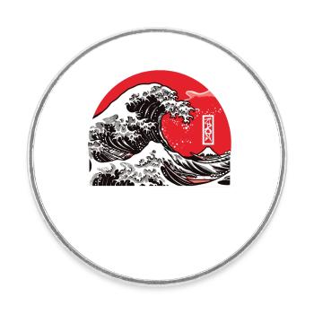 Kanagawa says: Don't do anything - Round  fridge magnet - white - Front