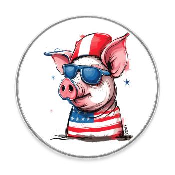 Pigtriotian Patriot : Cochon des États-Unis - Magnet rond - blanc - Devant