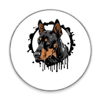 Doberman Dog : Propriétaire de chien - Magnet rond - blanc - Devant