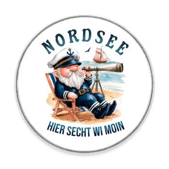 Ici, nous disons MOIN - Mer du Nord - Magnet rond - blanc - Devant
