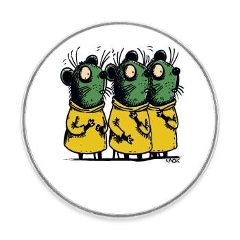 Trois rats de dessins animés choqués et confus - Magnet rond - blanc - Devant