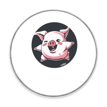 Lustiges glückliches Schinken-Speck-Schwein - Runder Kühlschrankmagnet - Weiß - Vorne