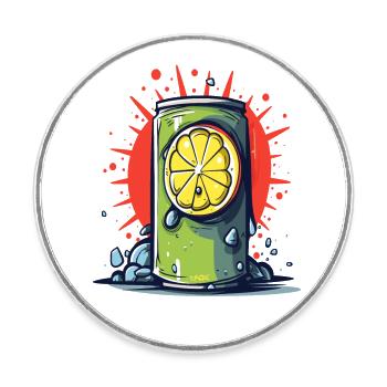 Refreshing can of lemonade soda for summer - Round  fridge magnet - white - Front