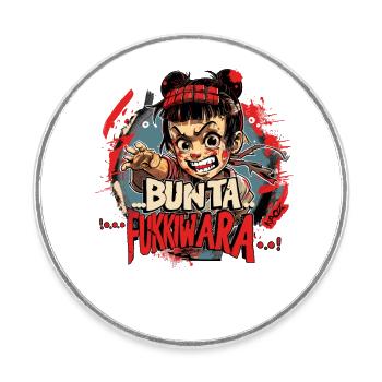 Japan Phantasie Anime Parodie: Bunta Fukkiwara - Runder Kühlschrankmagnet - Weiß - Vorne