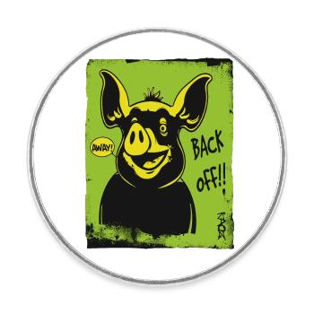 Funny Pig: Go away, get away - Round  fridge magnet - white - Front