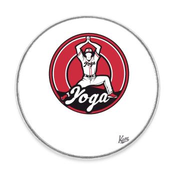 Funny Sports Parody: Baseball Yoga - Round  fridge magnet - white - Front