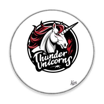 Funny Sports Logo Parody: Team Thunder Unicorns - Round  fridge magnet - white - Front