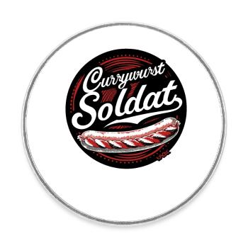 Le drôle de soldat Currywurst - Magnet rond - blanc - Devant