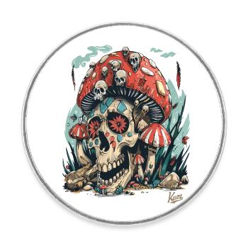 Forêt d’horribles champignons crâniens - Magnet rond - blanc - Devant