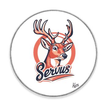 Fier daim rouge : un cerf dit au revoir - Magnet rond - blanc - Devant