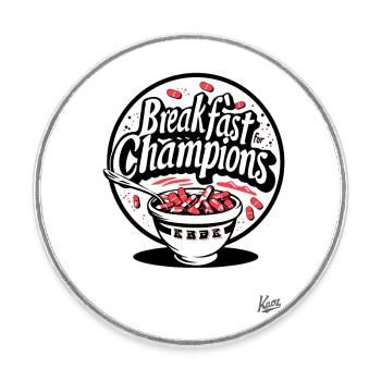 Schüssel voll Pillen: Frühstück der Champions - Runder Kühlschrankmagnet - Weiß - Vorne