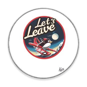 Flying funny penguin in the snow, get away from here - Round  fridge magnet - white - Front