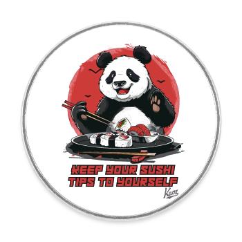 Panda-Bär gibt Sushi-Tipps - Runder Kühlschrankmagnet - Weiß - Vorne