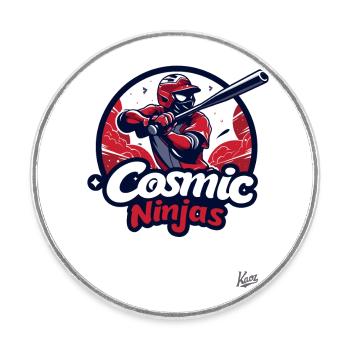Kosmische Ninja Baseball-Crew - Runder Kühlschrankmagnet - Weiß - Vorne