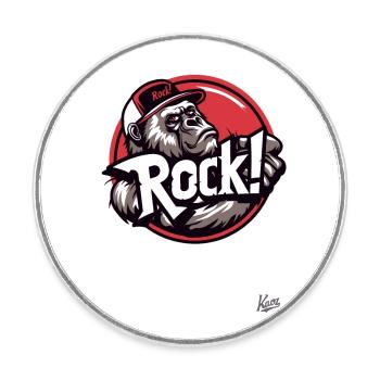 Rockmusik Rocker Gorilla rockt - Runder Kühlschrankmagnet - Weiß - Vorne