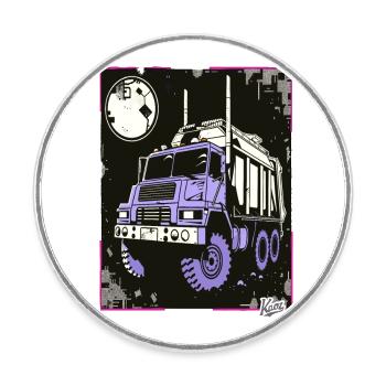 Super Cooler Müllwagen Container Truck - Runder Kühlschrankmagnet - Weiß - Vorne