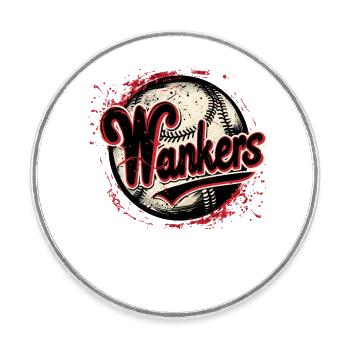 Wankers, Parodie Baseball Mannschaft - Runder Kühlschrankmagnet - Weiß - Vorne