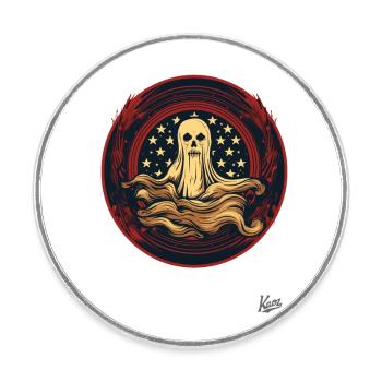 Patriotic Ghost - Round  fridge magnet - white - Front