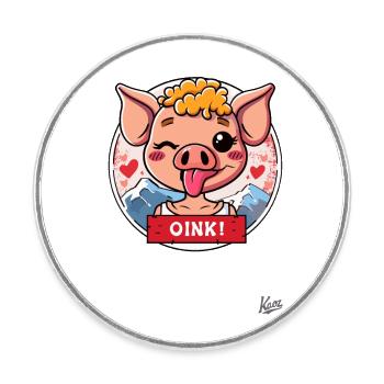 Niedliches kleines Schweinchen: OINK! - Runder Kühlschrankmagnet - Weiß - Vorne