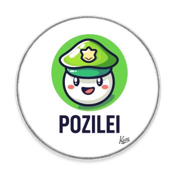 lustige kleine süße niedliche Kugel, Pozilei - Runder Kühlschrankmagnet - Weiß - Vorne