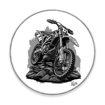 Motocross tout-terrain : poussière, sueur et huile de chaîne - Magnet rond - blanc - Devant
