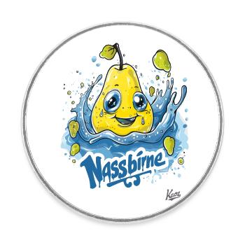 Lustige Wasser-Nasse-Birne: Eine Nassbirne - Runder Kühlschrankmagnet - Weiß - Vorne