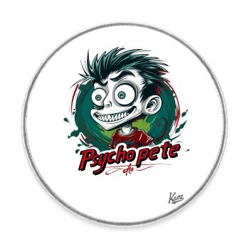 Psycho Pete: Crazy Fun - Round  fridge magnet - white - Front