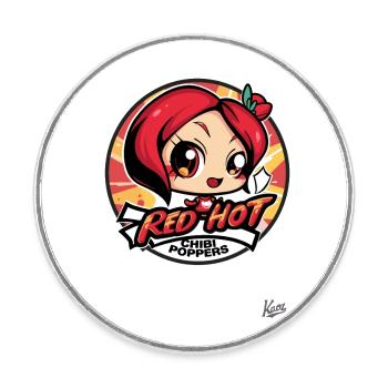 Red Hot Chibi Poppers Cartoon Girl - Round  fridge magnet - white - Front