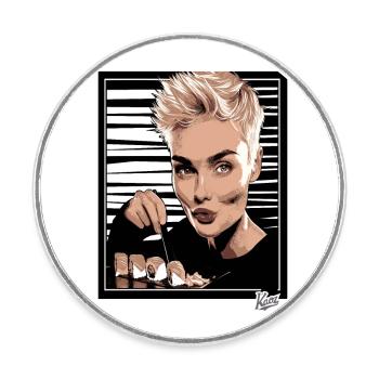 Pixie Cut and Delicious Trendy Sushi - Round  fridge magnet - white - Front