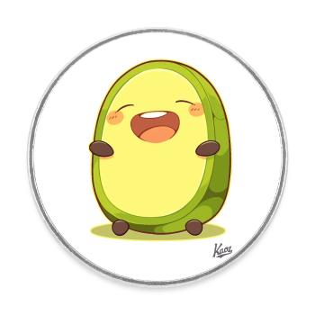 Funny Happy Laughing Avocado - Round  fridge magnet - white - Front