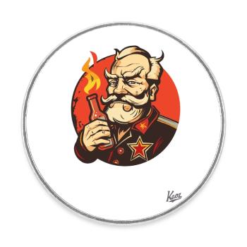 Parody of a communist party with a bottle - Round  fridge magnet - white - Front