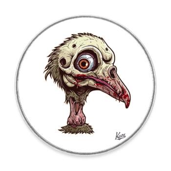 Zombie Straußenvogel Vogel - Runder Kühlschrankmagnet - Weiß - Vorne